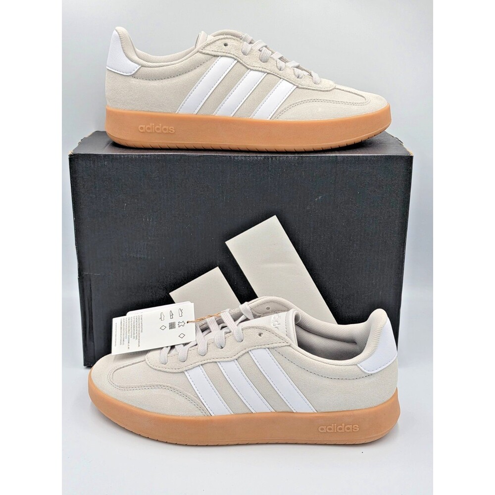 Adidas Barreda Men's 9 Women's 10 Cloud White Gum Suede Sneakers JR1325 NIB
